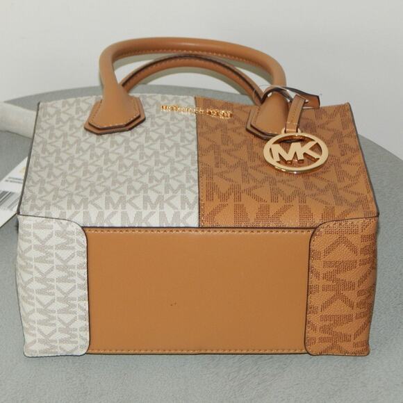 MICHAEL KORS MERCER Two-Tone Logo Medium Messenger Crossbody Bag Deer Multi NWT - Picture 11 of 13